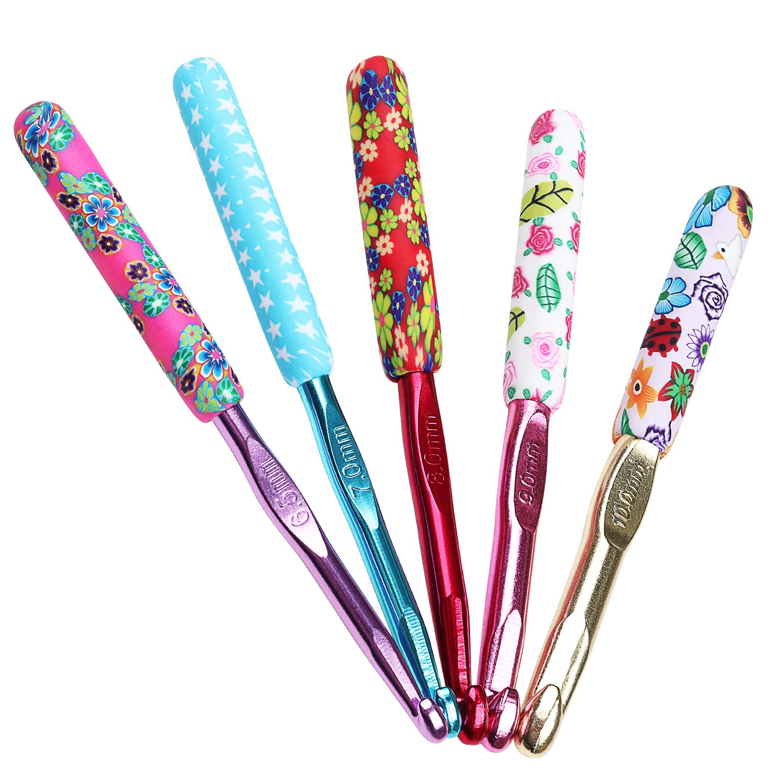 Coopay Large Hot Granny Hook 6.5mm 7mm 8mm 9mm 10mm Handmade Arthritic Hand Hook Exquisite Hook with Soft Handle