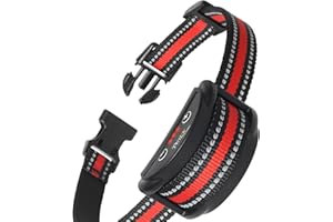 PetJoy Dog Bark Collar for Small Medium Large Dog, Barking Collar with Beep & Shock, Smart Anti Bark Collars with 5 Sensitivity - 7 Progressive Procedures (Red)