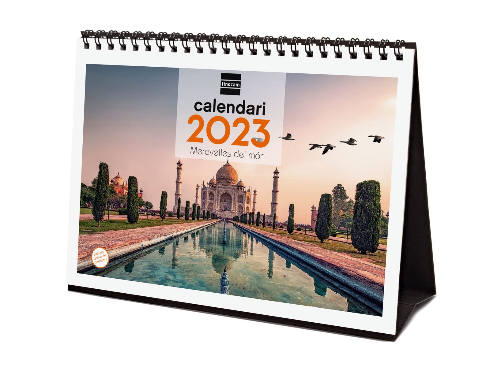 Finocam - Calendar 2023 Desktop Images to Write January 2023 - December 2023 (12 months) Wonders of the World Catalan