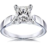 Kobelli Princess Moissanite Solitaire Peg Head Cathedral Engagement Ring 7/8 Carat 14k White Gold