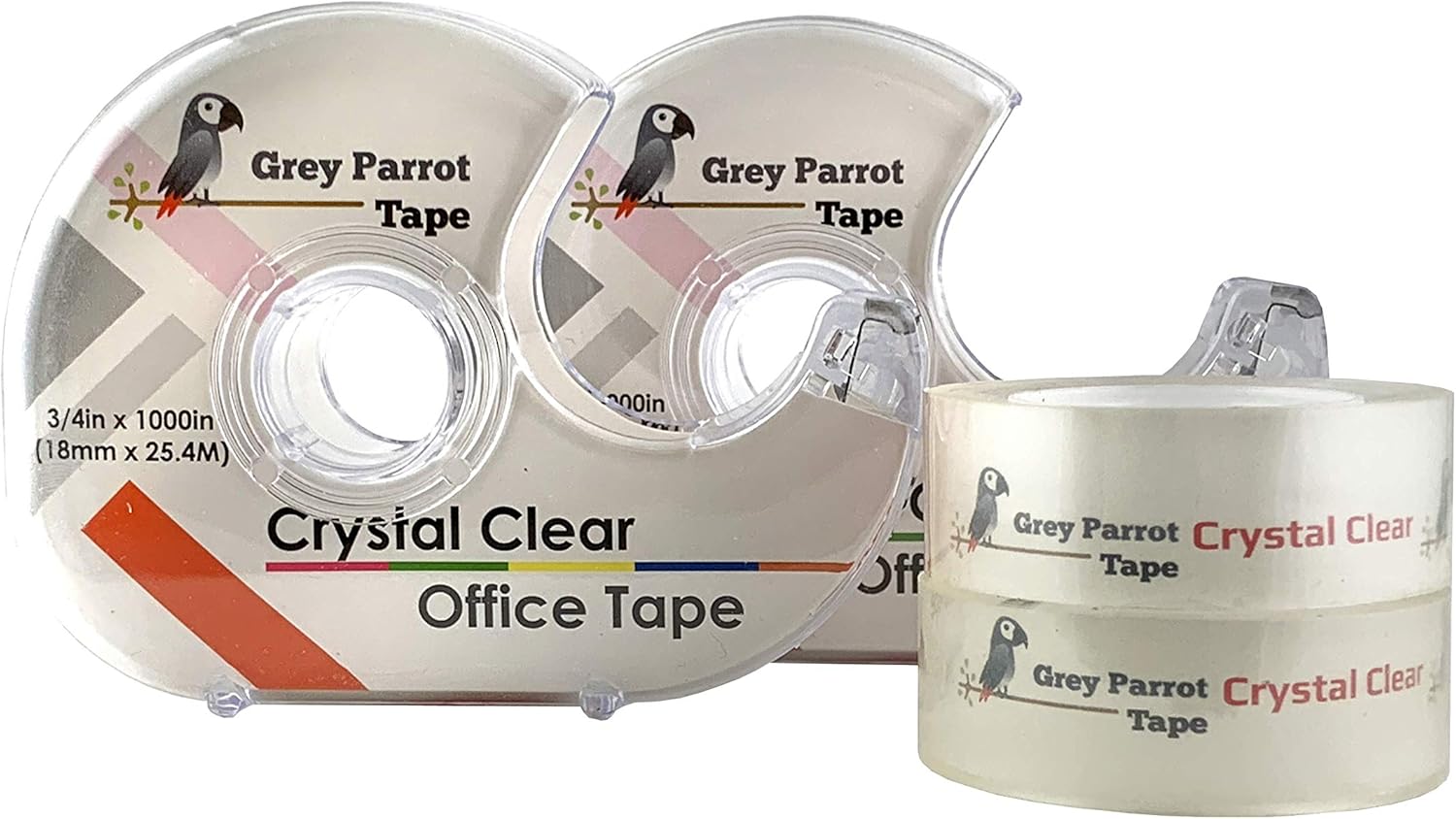 Greyparrot Office Tape Clear Refill Rolls + Dispenser(16 Pack),(3/4” X 1000in/pack). for Craft Jobs, Gift Wrapping, Office Work Clear(Transparent) Glossy Finish, Refillable (16000 inch/Total): Industrial & Scientific