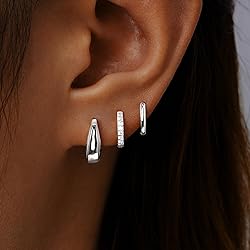 Inerney Sterling Silver Hoop Earrings Set for