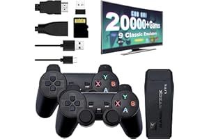 TRAMONTINA Wireless Retro Game Console - Retro Play Game Stick,Nostalgia Stick Game,9 Classic Emulators,4K HDMI Output,Plug and Play Video Game Stick Built in 20000+ Games with 2.4G Wireless Controllers(64G)