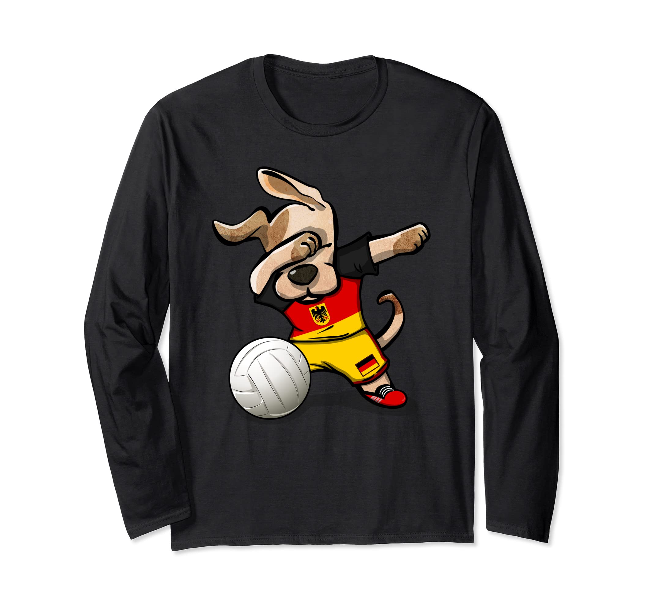 Dabbing Dog Proud Germany Volleyball Lovers - German Flag Long Sleeve T-Shirt
