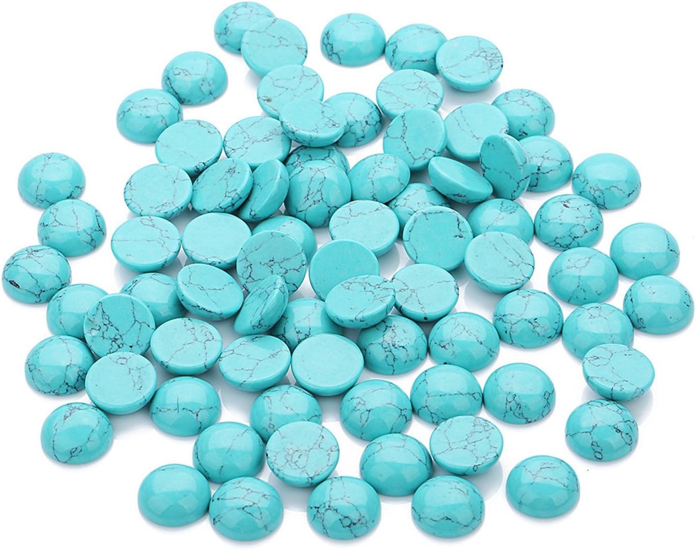 JJG 20pcs Round Stone Cabochons Flatbacks Turquoise Gemstone Dome Cameos, 4mm