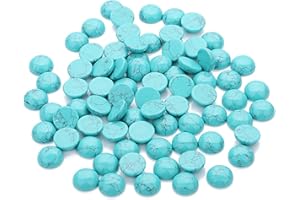 JJG 20pcs Round Stone Cabochons Flatbacks Turquoise Gemstone Dome Cameos, 4mm