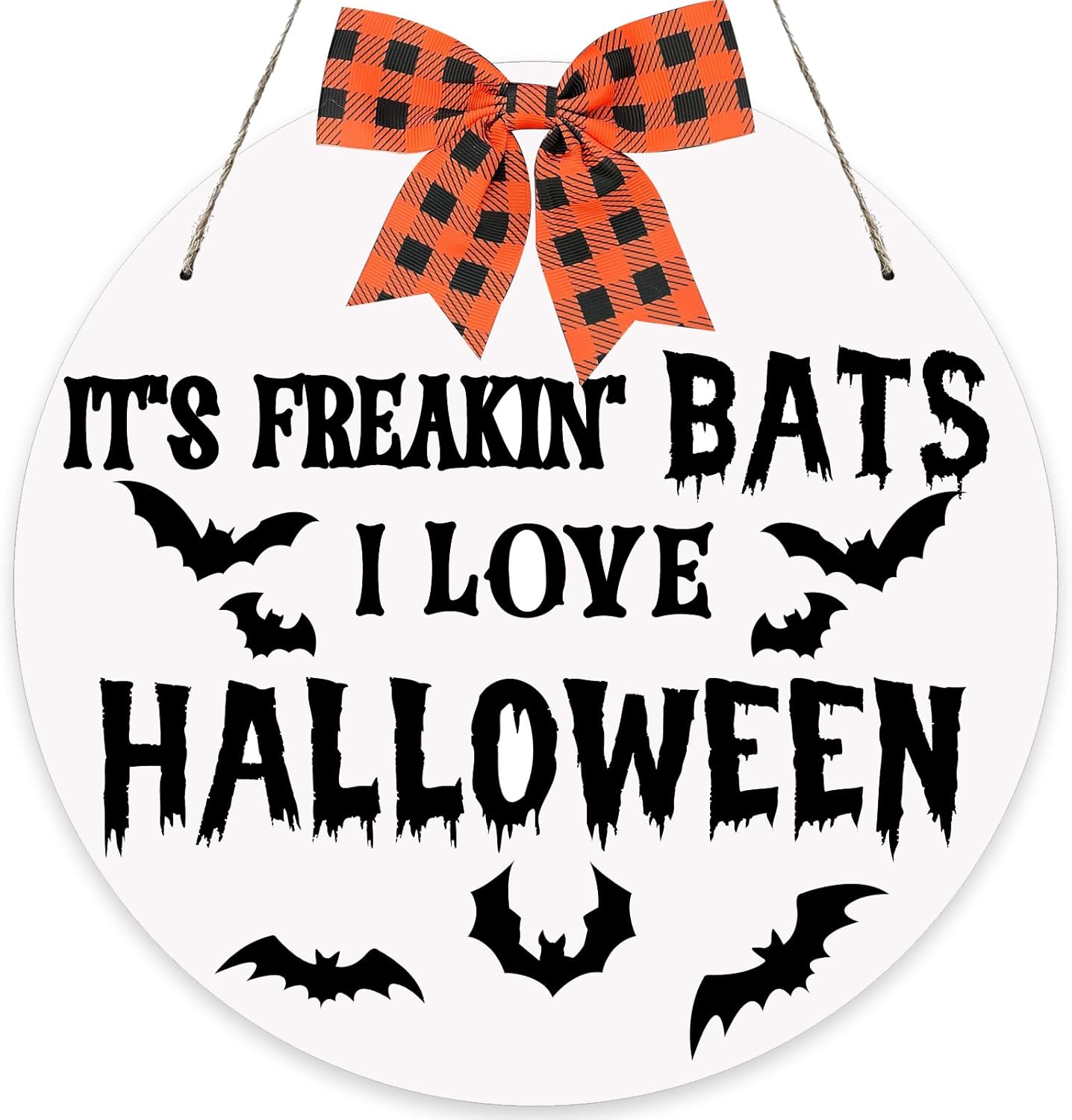 Wreath Hangers - It's Freakin' Bats I Love Halloween Door Hanger Decoration Sign Black Porch Wreath Outdoor Favors
