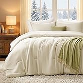Quataly Queen Comforter Set Cream,3PCS Soft Lightweight Breathable Bedding Comforter for All Season, Queen Size(90''×90'' Comforter & 2 Pillowcases)