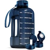 AQUAFIT 1 Gallon (128 Oz) Water Bottle With Time Markers & Straw - BPA Free Large Capacity Jug With Handle For Gym
