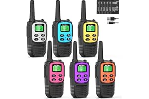 MaxTalker Walkie Talkies Long Range for Adults, Rechargeable Walkie Talkies 6 Pack with 22 FRS Channels, 2 Way Radios, NOAA, Li-ion Battery, LED Flashlight, VOX Gift for Family Camping