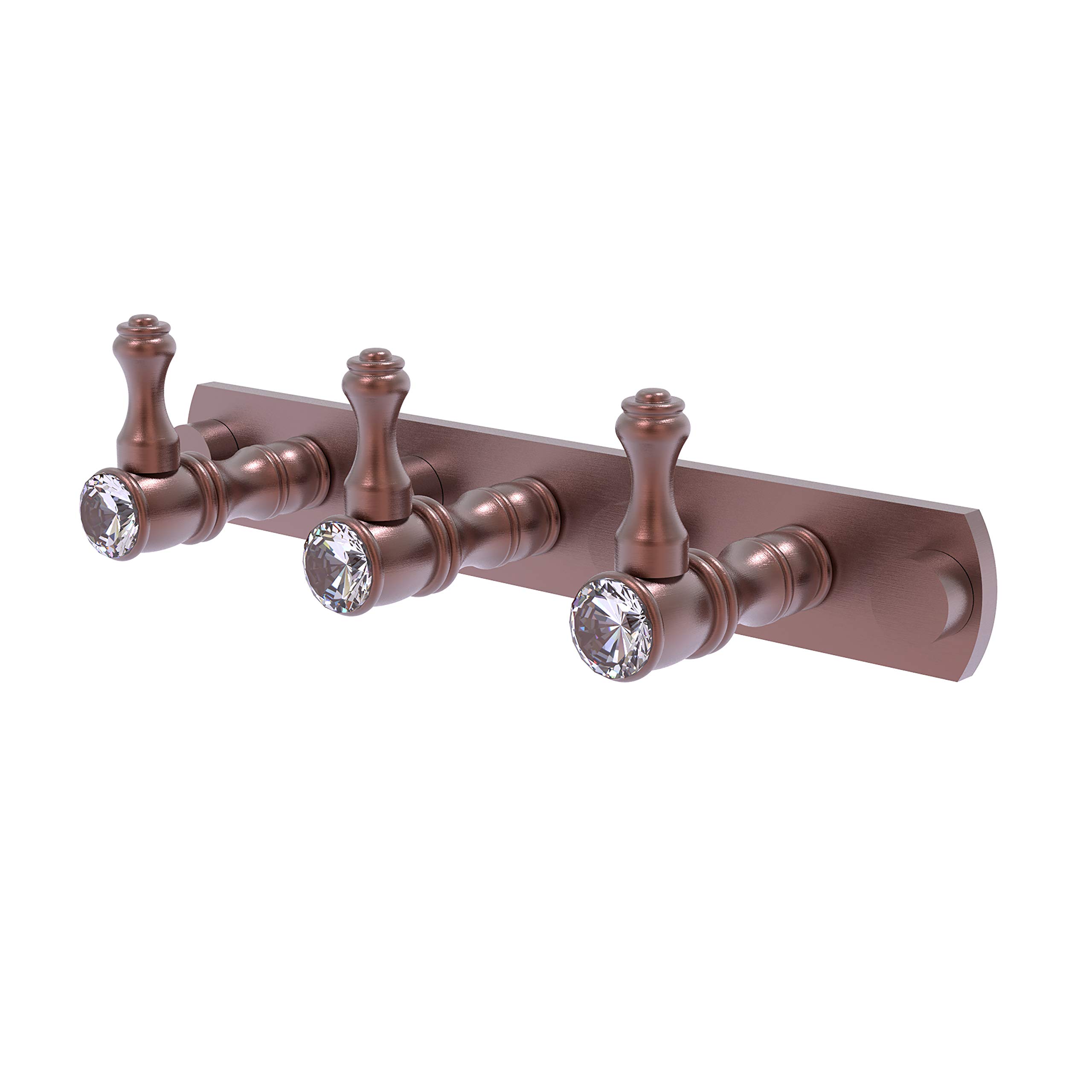 Allied Brass CC-20-3 Carolina Crystal Collection 3 Position Tie and Belt Rack Decorative Hook, Antique Copper