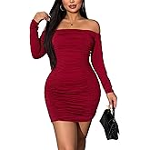 Elegant Long Sleeve Bodycon Dress for Women - Sexy Club Night Out Dress, Homecoming Party Cocktail Dress Off Shoulder