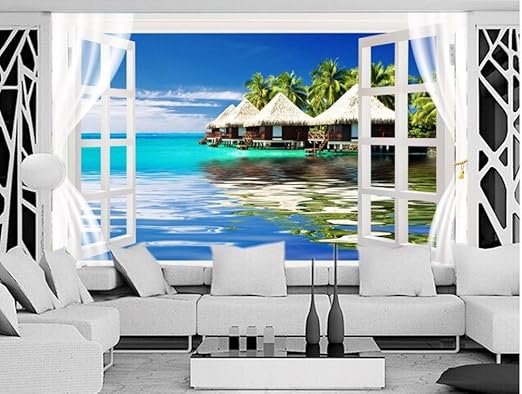 Yosot 3d Tapete Malediven Ozean Meer Raum Fenster Hintergrund