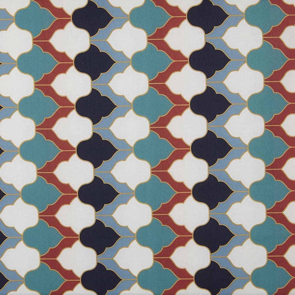 Kt KILOtela - Digital Printed Canvas Fabric - Half Panama 100% Organic Cotton Oeko-Tex Standard 100-100 cm Length x 280 cm Width | Arabian Nights - Turquoise, Navy, Garnet ─ 1m