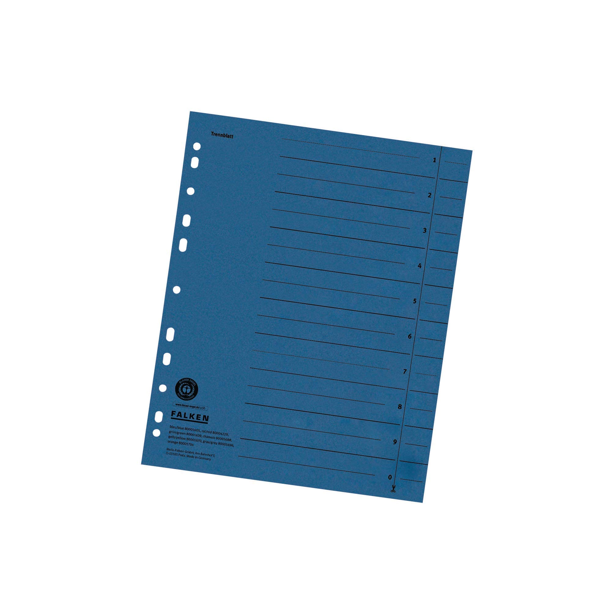 Original Falken 100 pack of dividers. Made in Germany. Made of recycled cardboard for DIN A4 blue dividers dividers folders register calendars Blue Angel