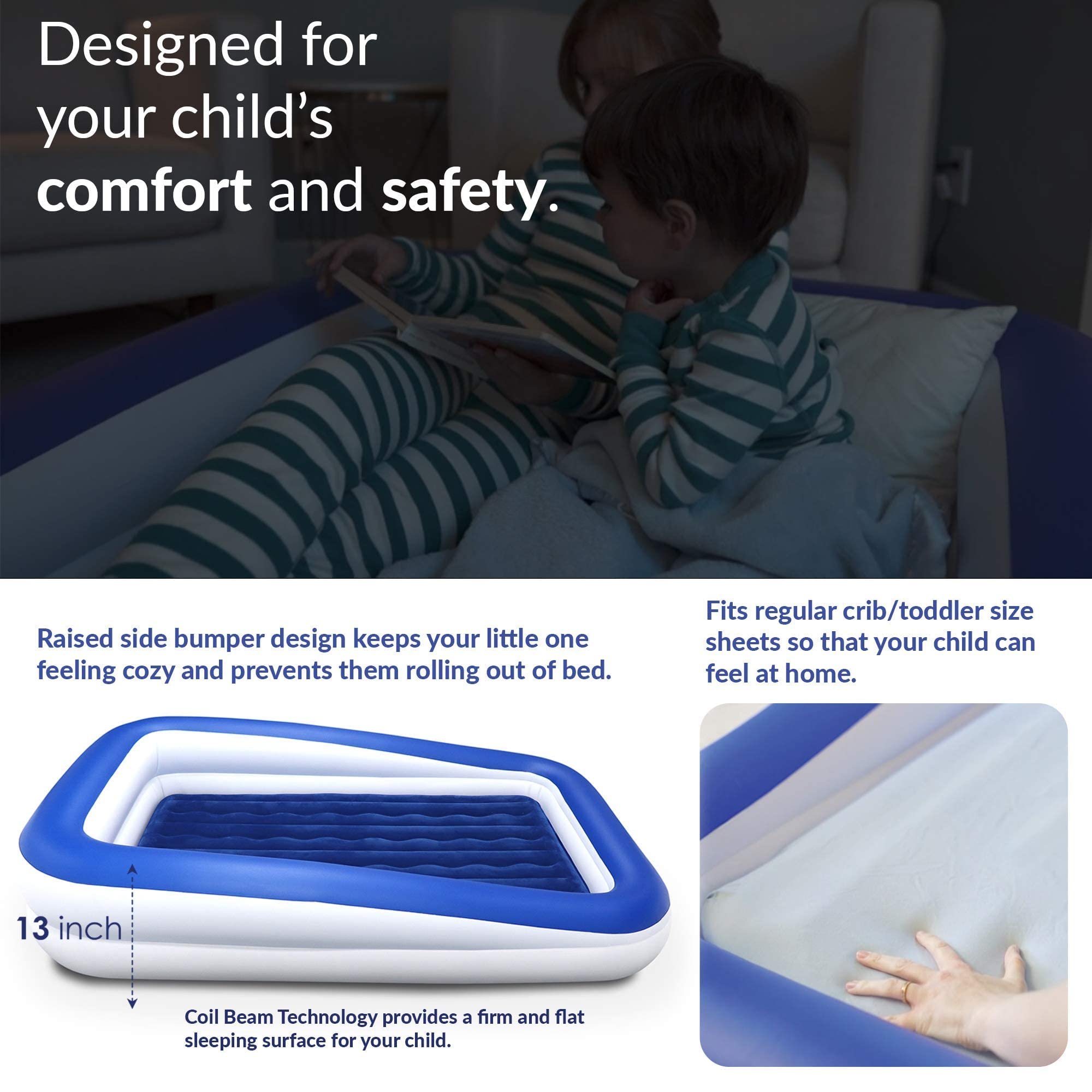 EnerPlex Kids Inflatable Travel Bed with High Speed Pump, Portable Blow