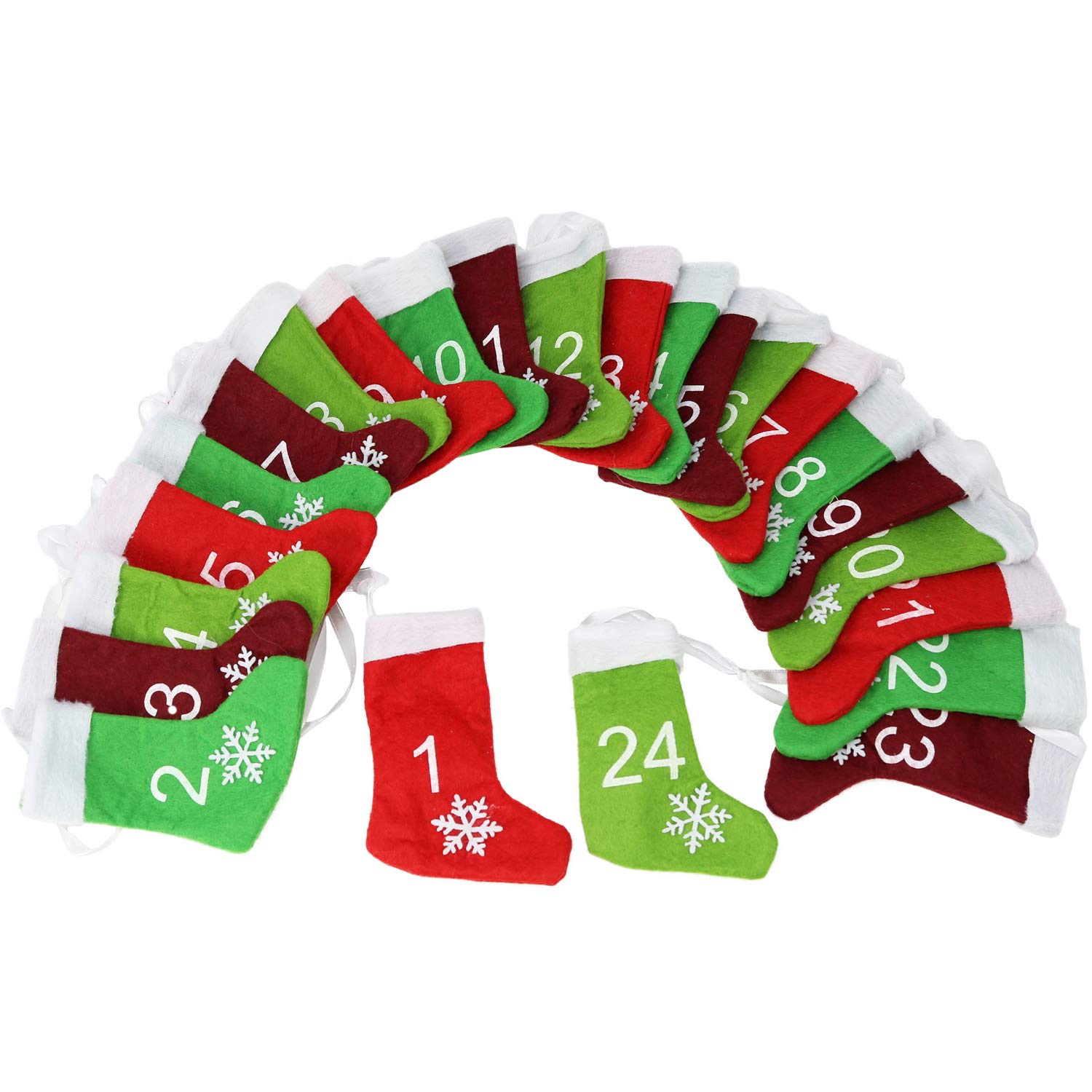 com-four® Advent calendar to hang up and fill yourself, felt advent calendar with boots in great colors with fur trim, 280 cm