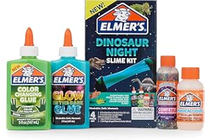 ELMER'S Elmer’s Glue Slime Kit, Dinosaur Night, Makes Color Changing and Glow in the Dark Slime, Includes Liquid Glue and Slime Activator, 4 Count