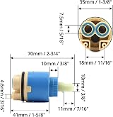 QWORK 35mm Ceramic Faucet Cartridge Valve Replacement for Kitchen Tap Mix Inner view 4