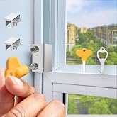 Window Locks,(2 Sets),Window Locks Security for Up and Down Windows,Adjustable Aluminum Window Stopper,Easv to Install Vertical Window AC Unit Security Lock (Silver)