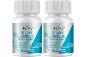 Heivy Lactase Enzyme 3000 FCC Dairy Relief Fast Acting Supplement, Lactose Intolerance Pills 90 Caplets, Vegan, Non-GMO, Gluten & Dairy Free, Made in USA (2 Pack)