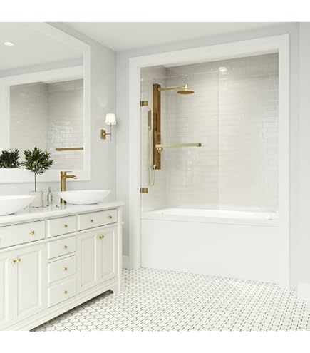 VIGO Orion 34 in. W x 58 in. H Hinged Frameless Tub Door in Matte