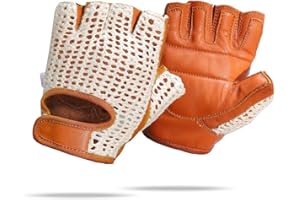 Kango Fitness Real Soft Leather Crochet Net Fingerless Driving Weight Training Cycling Wheelchair Gloves W-1037