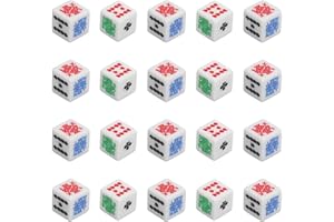 Drfeify Dice Sets, 20 Pieces 6 Sided Poker Dice, Acrylic Material for Poker Game and Card Birthday Party Games