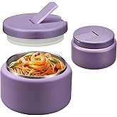 BOSEDSANG 13.5oz Soup Thermo for Hot Food Kids with Buckle Lid Insulated Vacuum Food Jar Wide Mouth Leakproof Stainless Steel Lunch Container -Purple