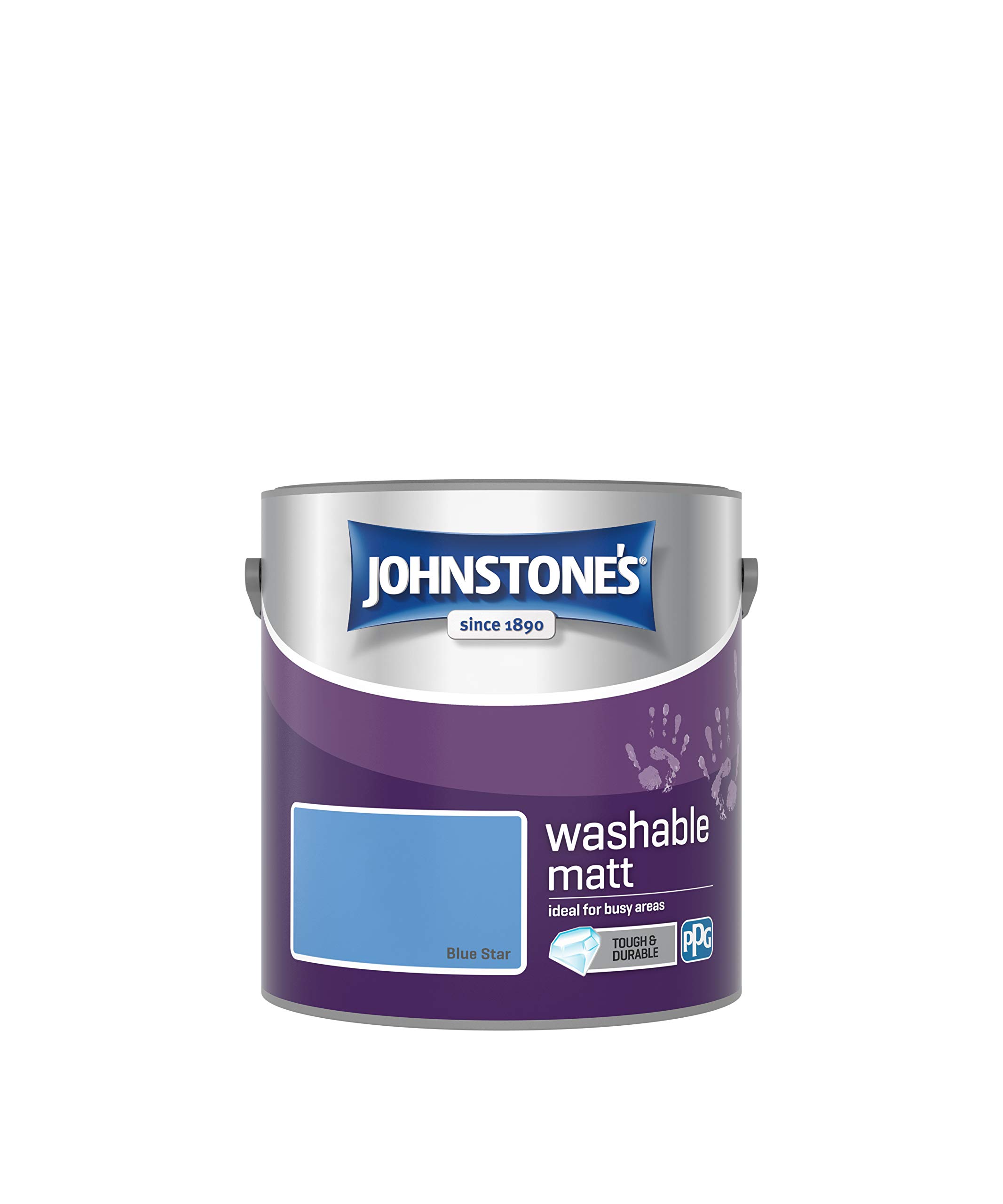 Johnstone's - Washable Paint - Blue Star - Matt Finish - Emulsion Paint - Highly Durable - Stain Resistant - Non Toxic & Low Odour - 12m2 Coverage per Litre - 2.5L