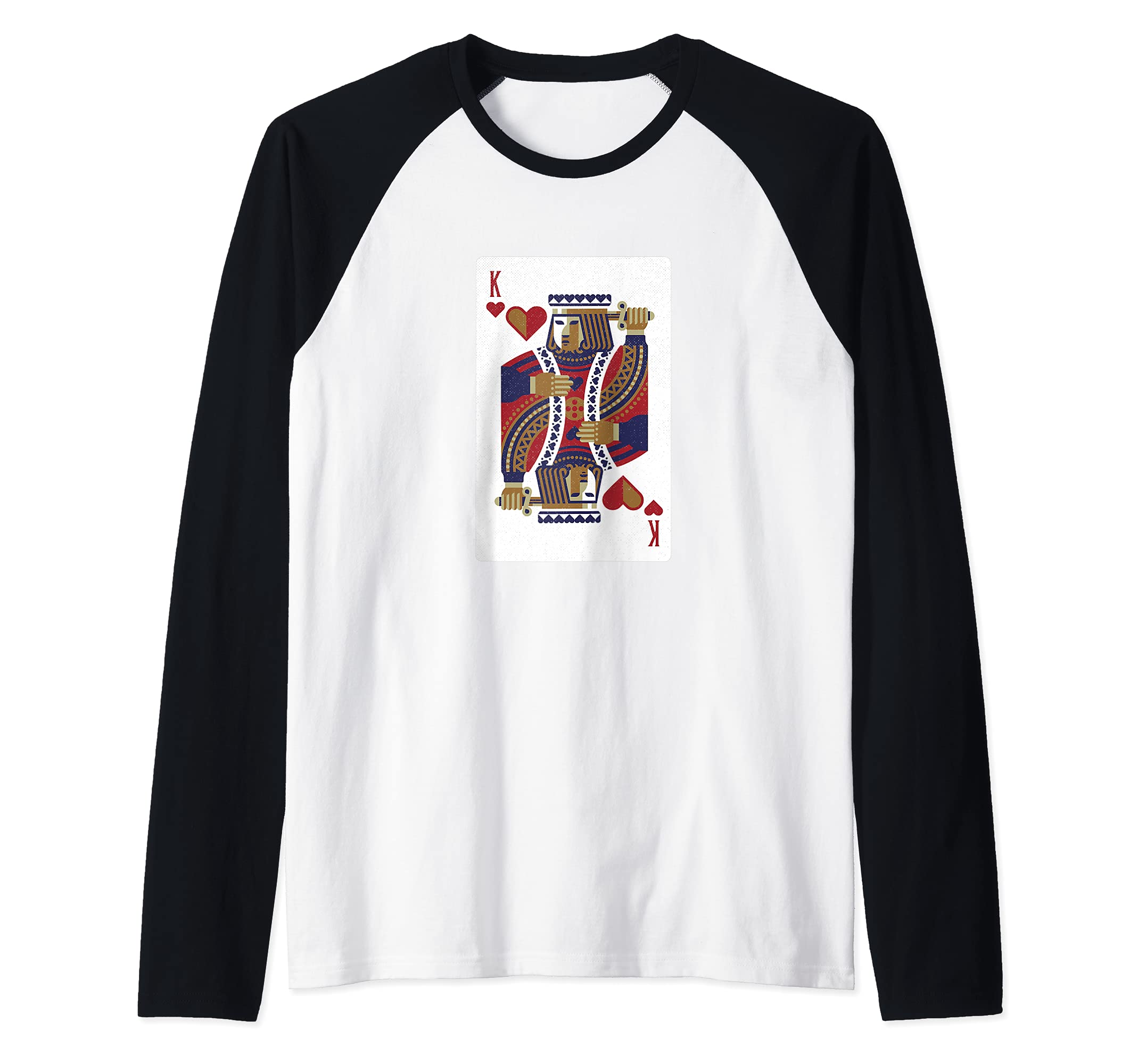 Funny Poker Playing King Of Hearts Card Design Poker Player Raglan Baseball Tee
