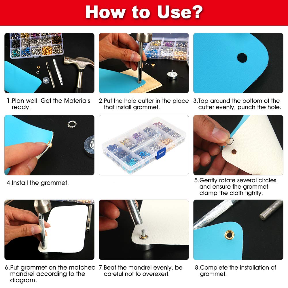 Metal Eyelets, 600Pcs 12 Colors 3/16 inch Metal Grommets Kit, Multi-Color Grommets Kit, Metal Eyelets Set with 3 Pieces Installation Tool and Storage Box for DIY Shoes Clothes Crafts Bag