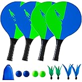 Beach Paddle Ball Set, Family Paddle Ball Game, Badminton Rackets | Great Sports Gift for Kids Adult Family Fun at Beach, Backyard, Park, Camping, Yard, Lawn, Indoor Outdoor Active Play