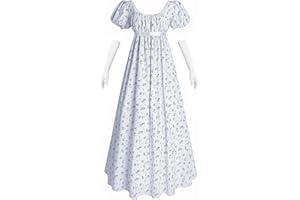 Nuoqi Regency Dresses for Women Floral Regency Era Dress Empire Waist Long Tea Party Dress