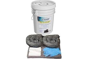 STARDUST Spill Products D905U Universal Spill Kit OSHA Approved - Portable Bucket (15) Universal Sorbent Pads, (2) 3"x4' Absorbent Socks, (4) Disposal Bags & Nitrile Gloves Spill Kit For Fast Response