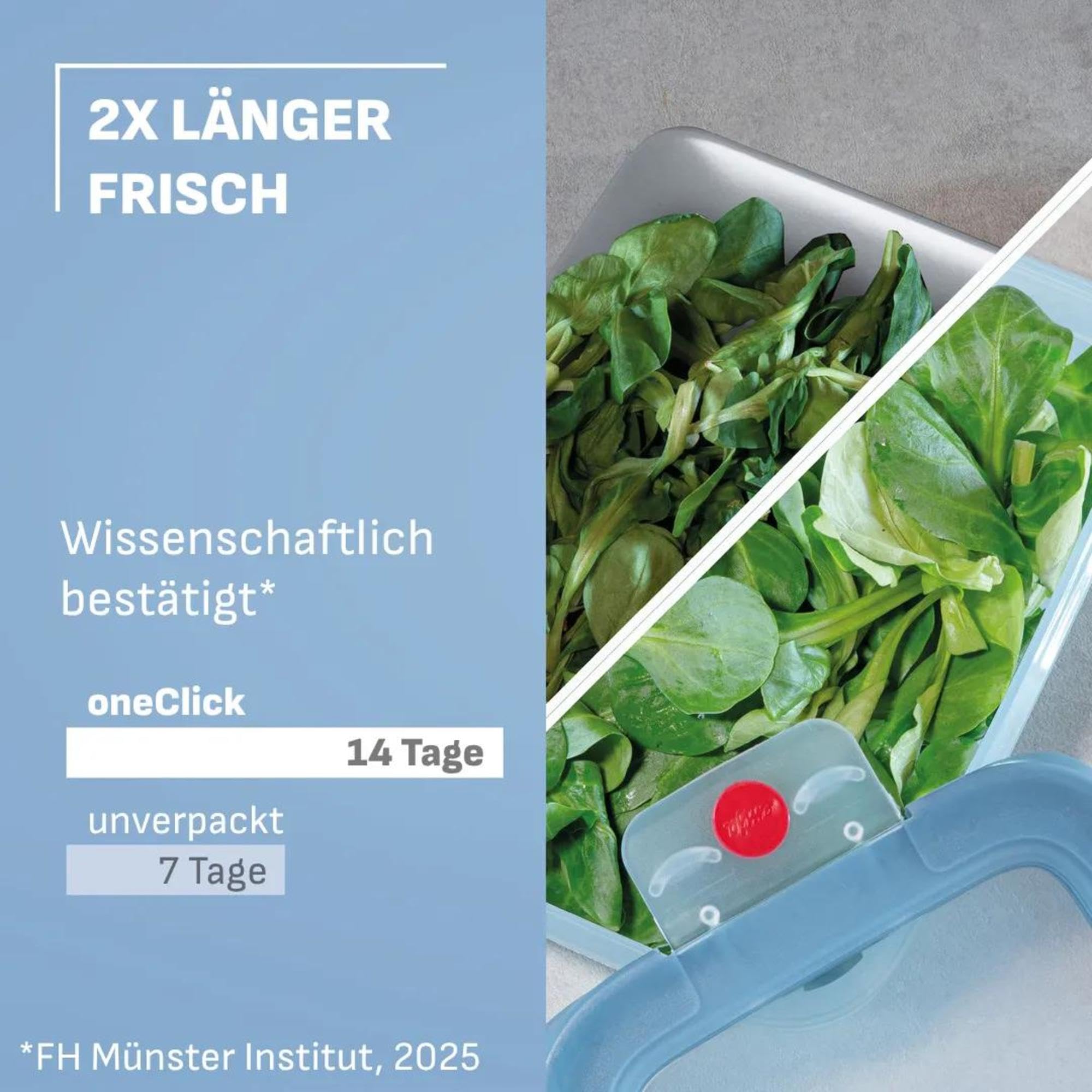 Emsa oneClick, Vorratsdose, One-Click System, Hält Lebensmittel 2x Länger Frisch, 100% Auslaufsicher, Made in Germany, Blue, 5-teiliges Meal-Prep Set 5× 1,2 L / 40,6 fl.oz, N1231200 6