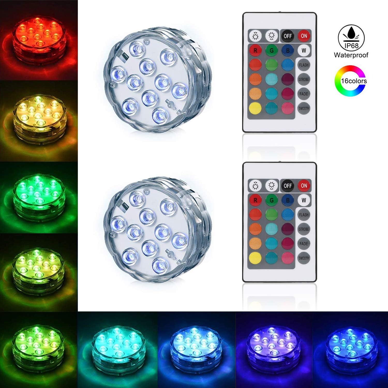 LEDGLE Submersible LED Light Bathtub Light Battery Operated Multi Color