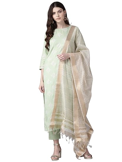 Women's rayon Straight Kurta sets With Trousers (Green)