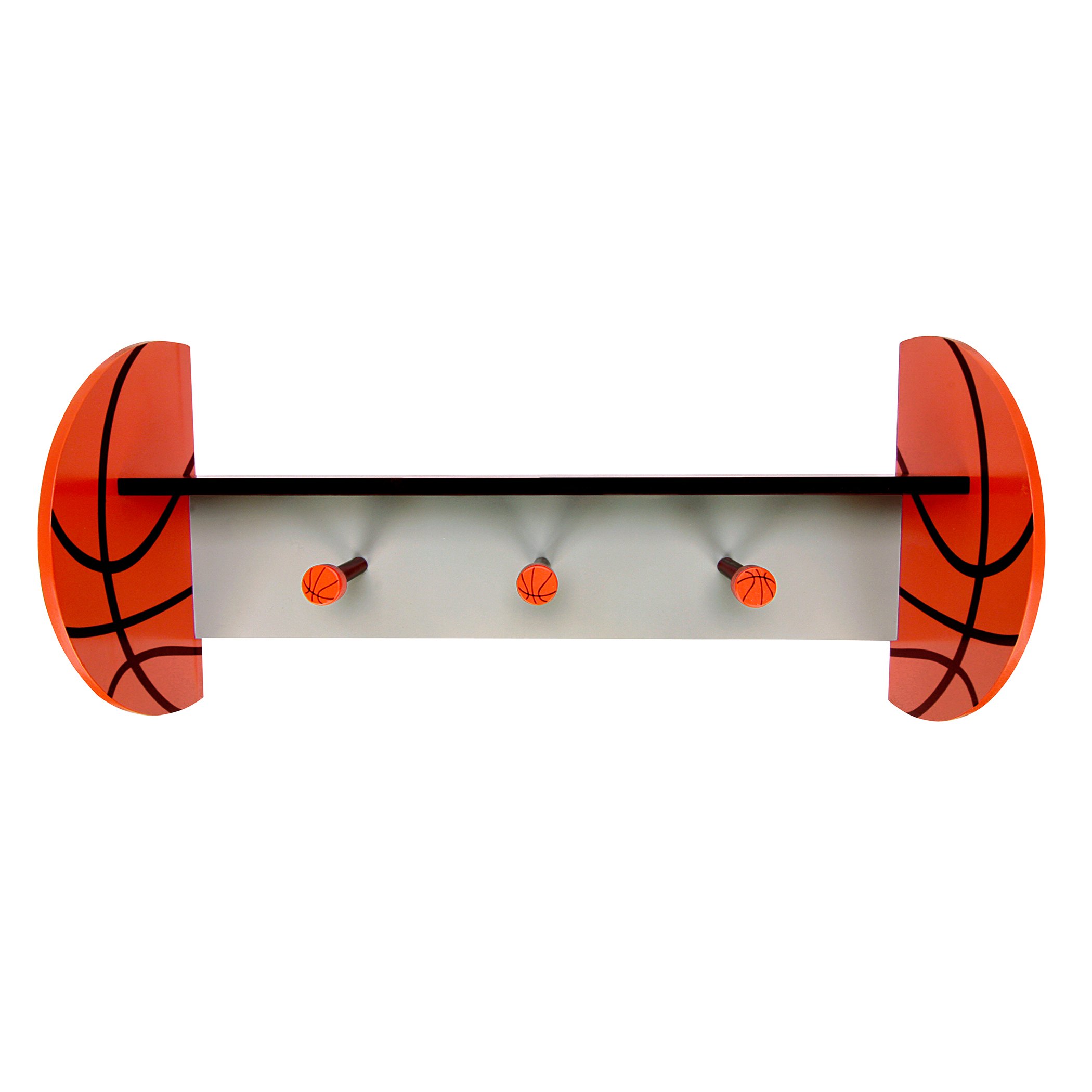 Trend Lab Basketball Wall Shelf with Pegs, Orange