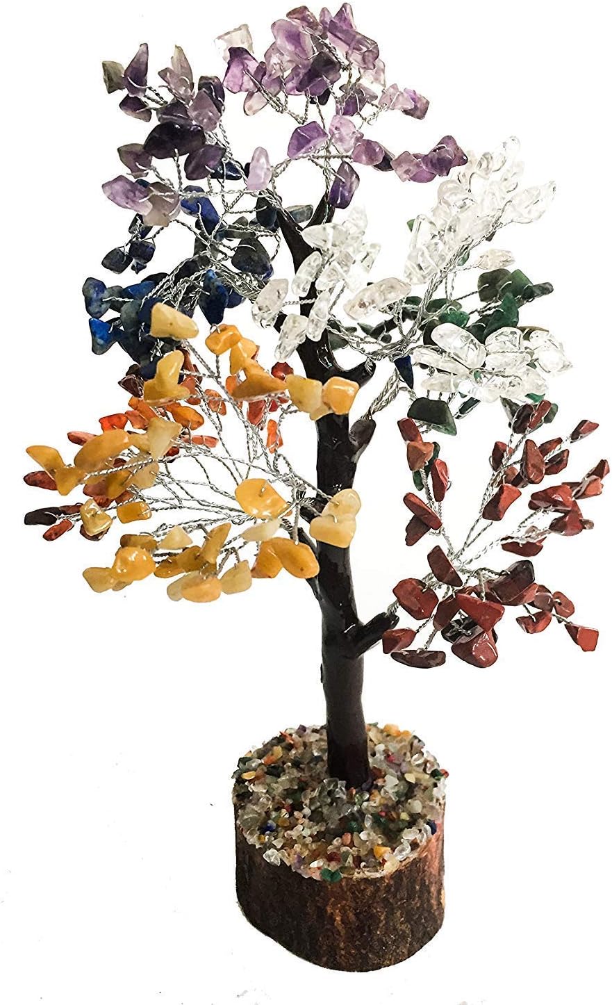 ZAICUS 7 Chakra Gemstone Healing Crystal Feng Shui Money Tree Bonsai Fortune for Good Luck (10-12 Inch)