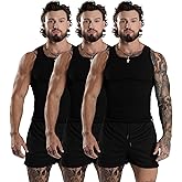 Gymreapers Mens Tank Tops Ribbed Sleeveless Undershirts - Cotton Fit Compression Tank for Gym, Workout &amp; Training - Pack of 3