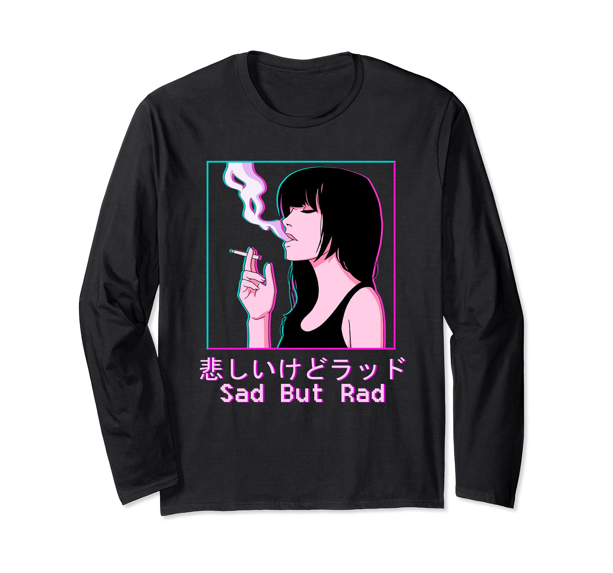 Japanese Vaporwave Aesthetic Sad But Rad Sad Anime Girl Long Sleeve T-Shirt
