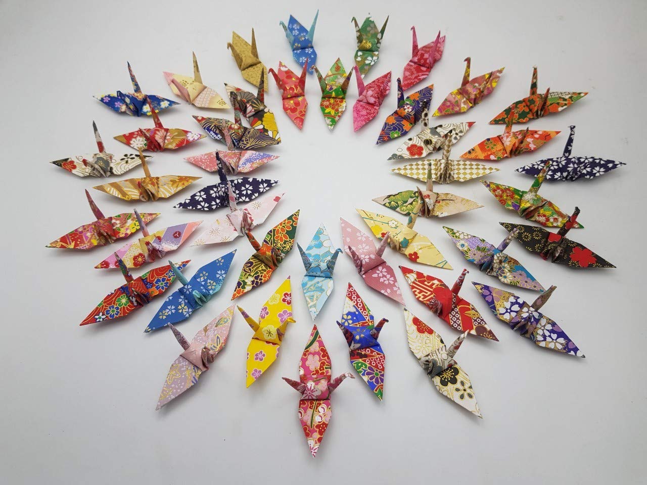 100 Origami Paper Crane Washi Paper Mixed Patterns Origami Crane Made of 3x3 inch Japanese Print Chiyogami Paper Art Ornament Decoration