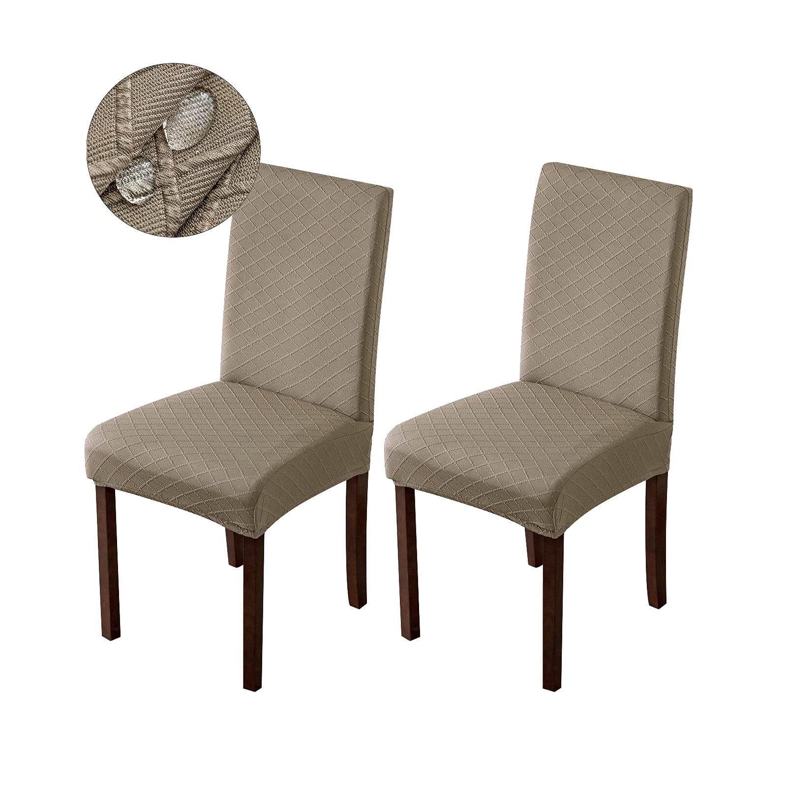 Photo 1 of Genina Waterproof Chair Covers for Dining Room Dining Chair Covers Kitchen Parsons Chair Covers (Taupe, 2 PCS)