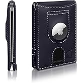 Kingly Trace Airtag Wallet for Men - Smart RFID Blocking Leather Wallet with Airtag Holder & Money Clip - Minimalist Trackable Design with Pull Tab - Secure Wallets
