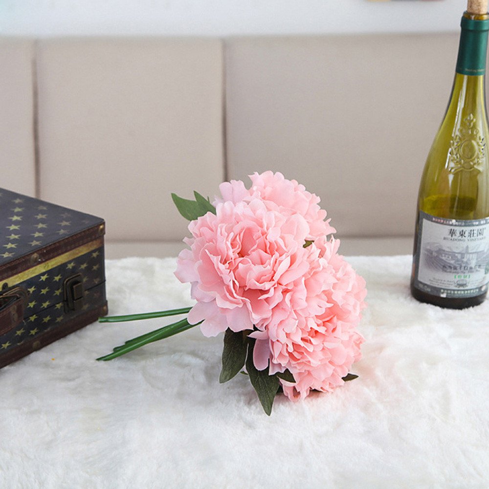 Artificial Flowers,1 Bouquet 5 Heads Fake Slik Flowers Peony Floral