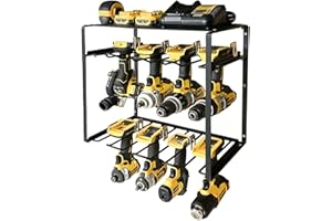 HAVEDAWN Power Tool Organizer, 8 Drill Holder Wall Mount Storage Rack, SUPER LARGE Storage Rack for Power Tool Drill, Heavy Duty 3 Layer Tools Shelf & Tool Rack for Garage Organizer