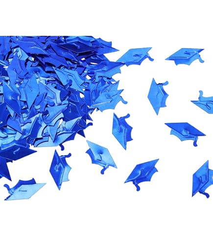 Skylety 1000 Stück Abschlusskappen-Konfetti Blau – Metallic, 3x1,5 Cm, Für Partydekoration, Graduation Feier