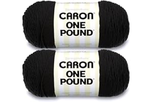 Caron One Pound Black Yarn - 2 Pack of 454g/16oz - Acrylic - 4 Medium (Worsted) - 812 Yards - Knitting/Crochet