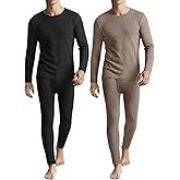 August Alley 2 Set Men's Thermal Underwear, Waffle Knit Fleece Lined Shirts and Pants Warm Base Layer for Winter Cold Weather